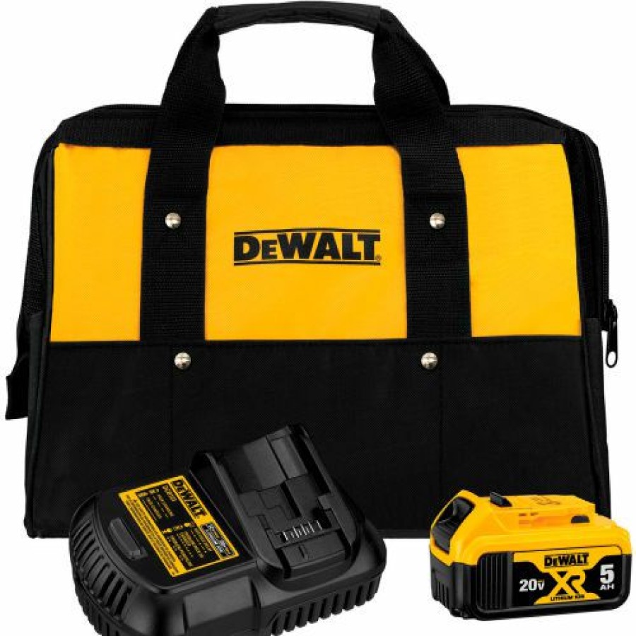 Batteries * | Dewalt Dcb205Ck 20V Max Battery & Charger Kit W/5.0Ah Li-Ion Battery, 30 Minute Charger & Bag