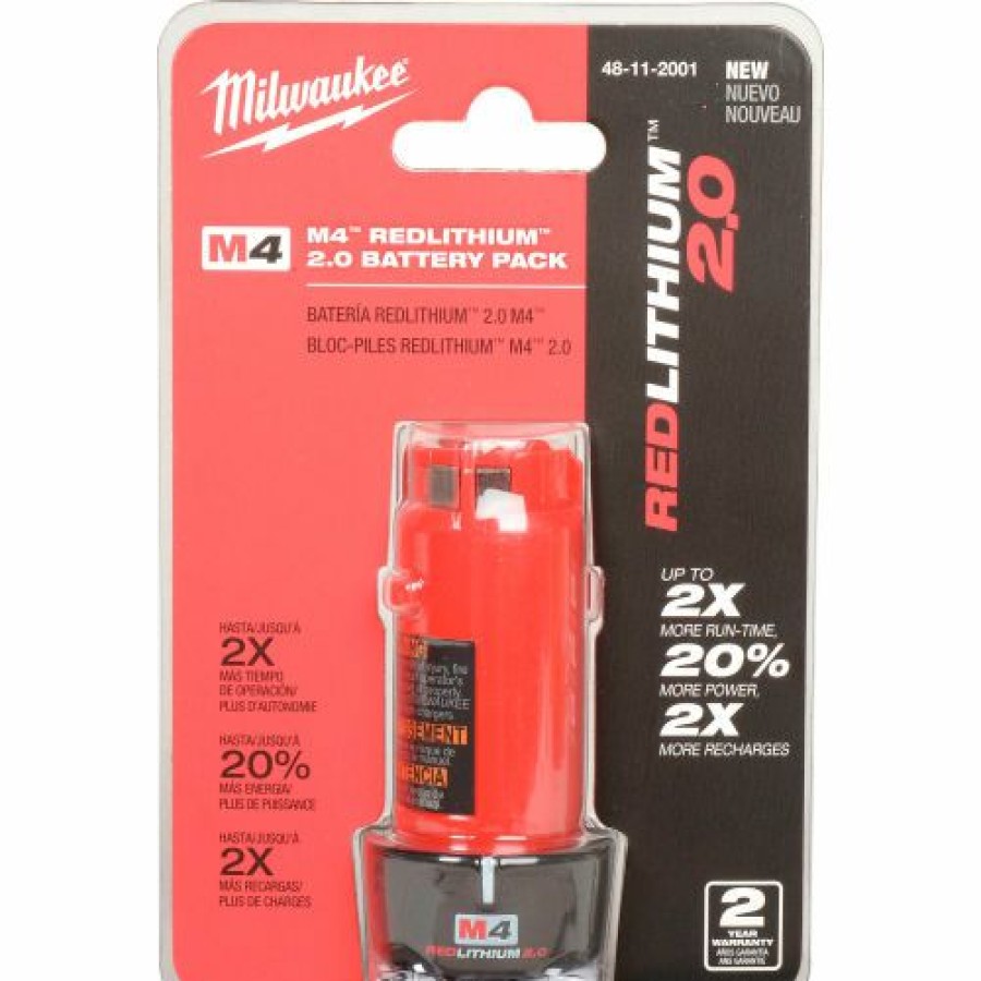 Batteries * | Milwaukee 48-11-2001 4V Li-Ion M4 Battery 2Ah