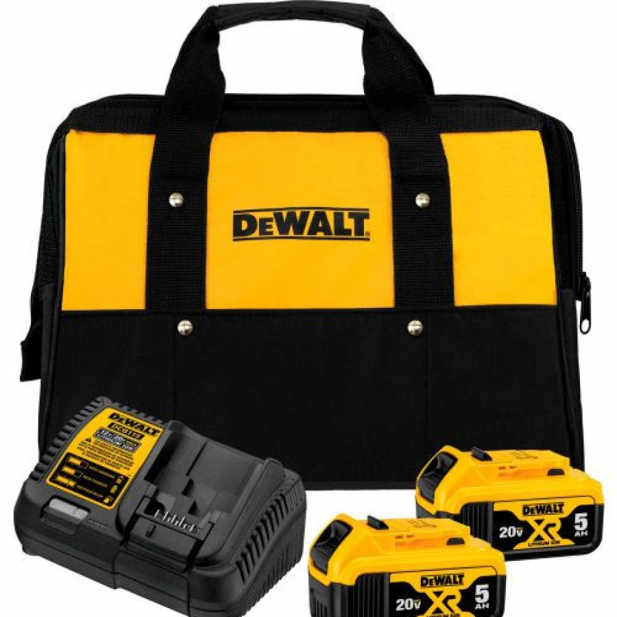 Batteries * | Dewalt Dcb205-2Ck 20V Max Starter Kit W/ (2-Pack) 5.0Ah Batteries, Charger & Bag